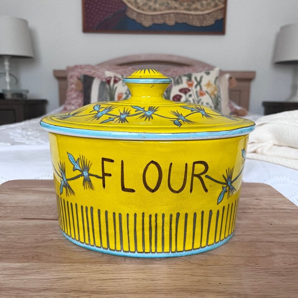 Vintage Made in Italy Ceramic Kitchen Baking Flour Container